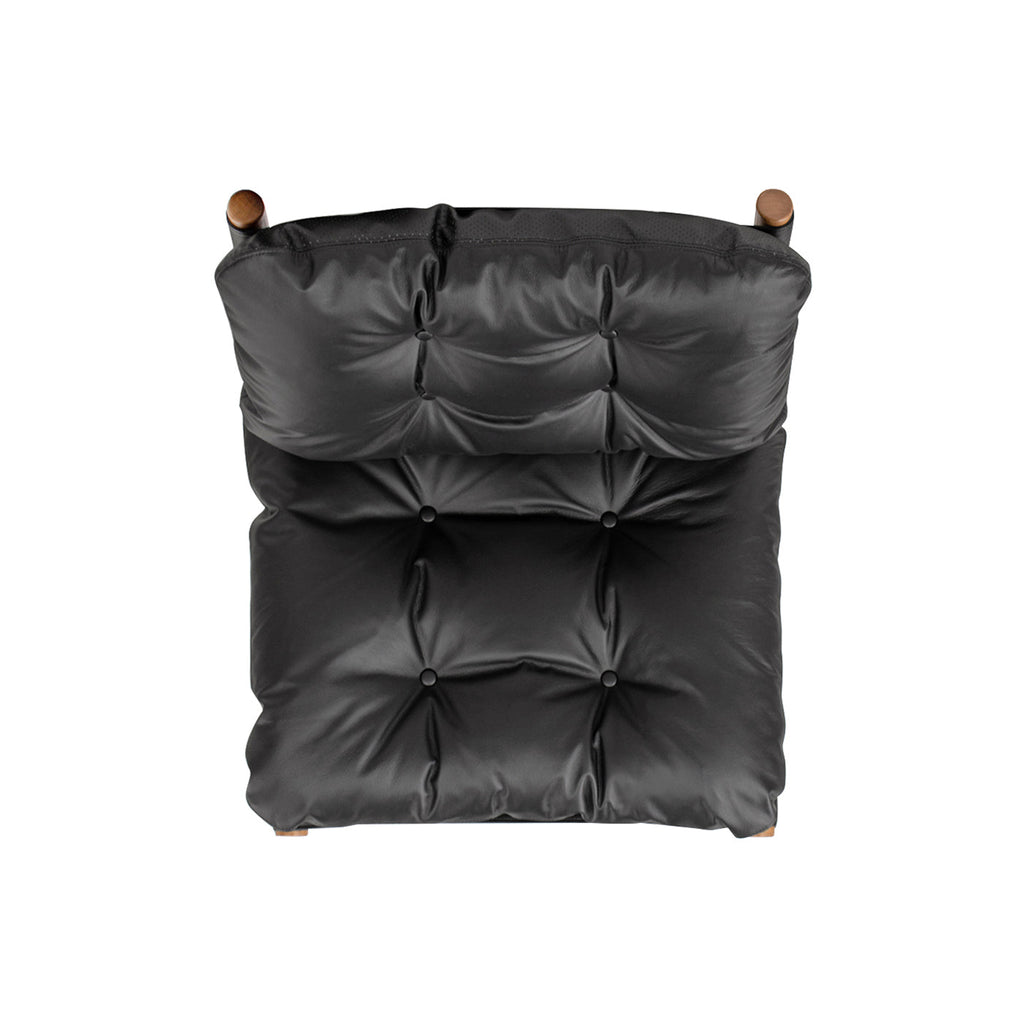 Fauteuil d'appoint Oxford 26,5' Noir en cuir noir, style moderne du milieu du siècle 