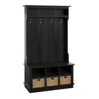 Porte-manteau d'entrée avec paniers et rangements ouverts