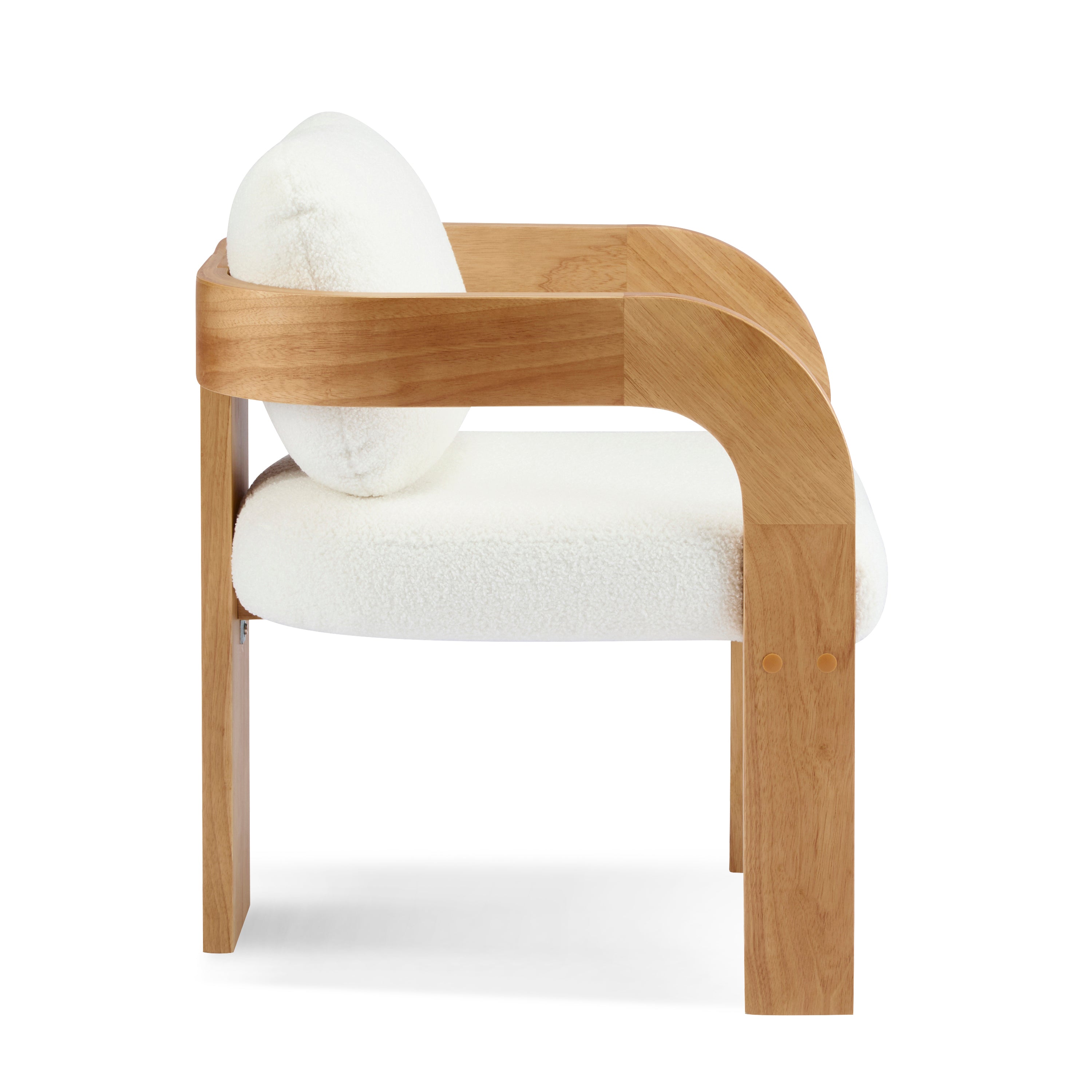 Lot de 2 chaises de salle à manger blanches bouclées avec dossier coussin et structure en bois massif