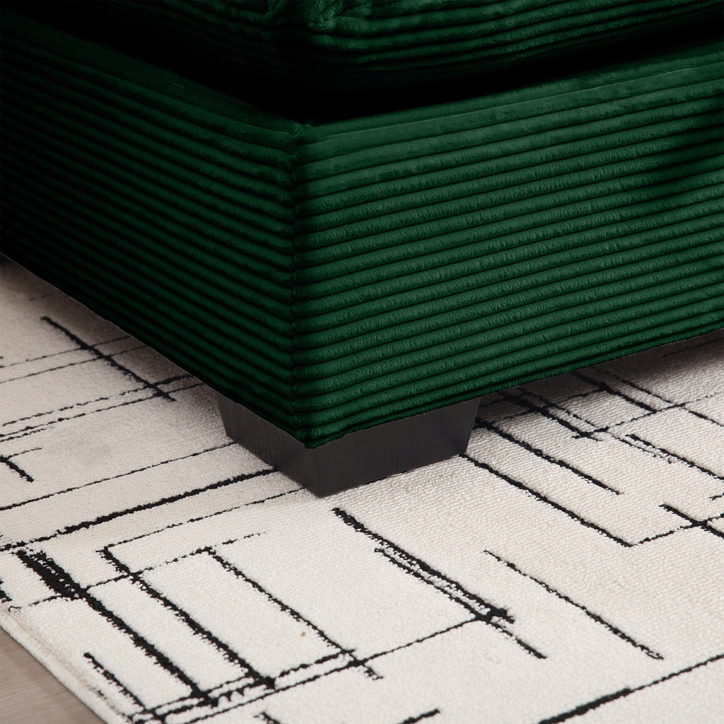 Walker Edison | Canapé d'angle en velours côtelé avec pouf de rangement 