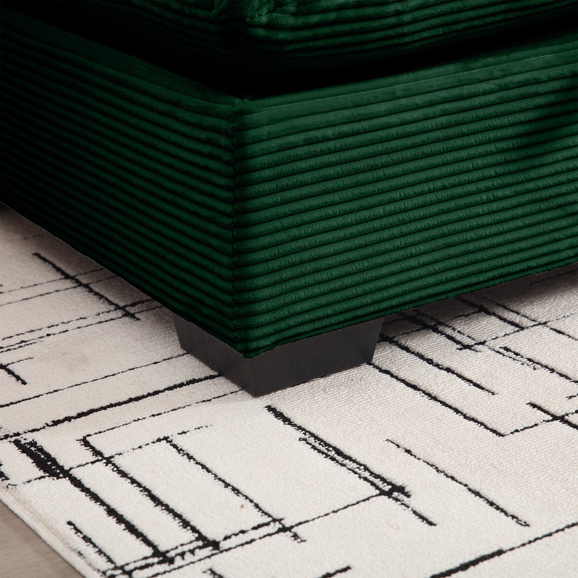 Walker Edison | Canapé d'angle en velours côtelé avec pouf de rangement 