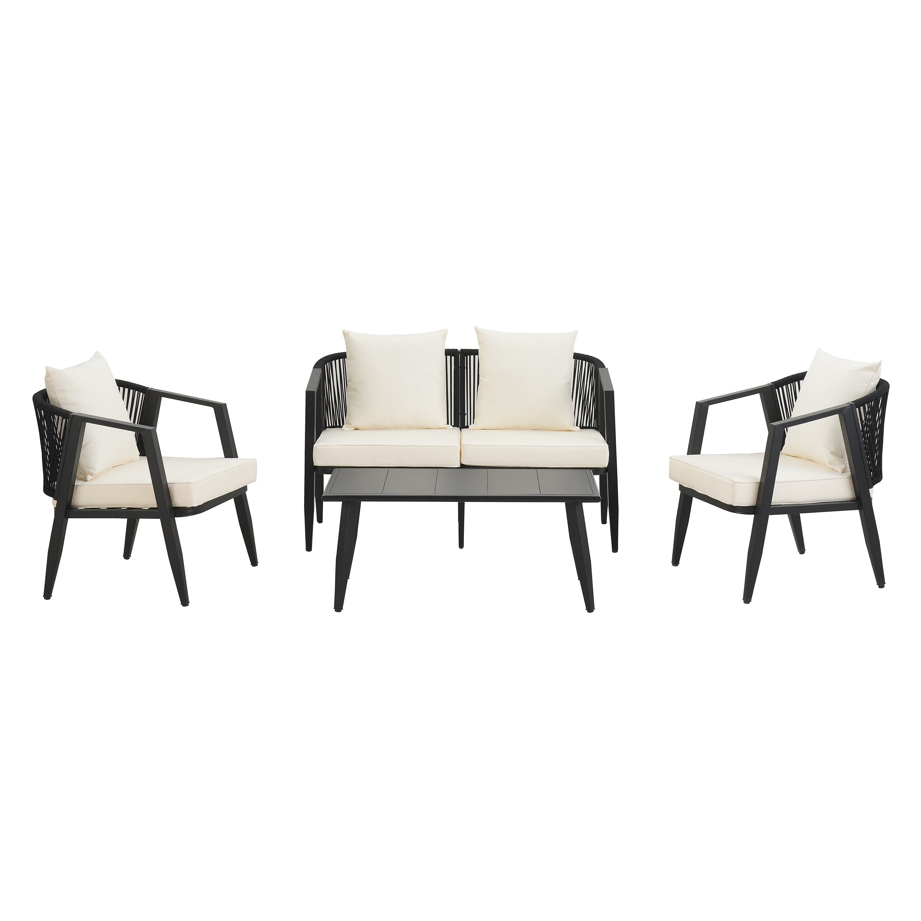 Ensemble de mobilier de patio extérieur au design métallique incurvé 