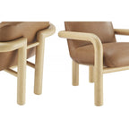 Fauteuil d'appoint moderne en similicuir avec structure en bois courbée et revêtement en bois courbé