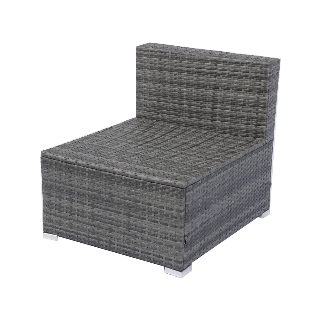 Ensemble de canapés d'angle 7 pièces en rotin tressé avec auvent pour terrasse extérieure Walker Edison 