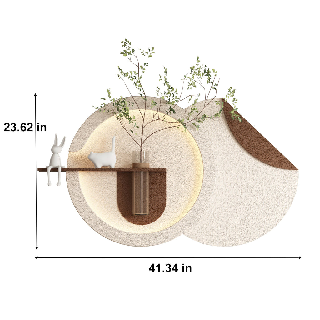 Décoration murale en grès à LED 3 couleurs réglables à double disque 