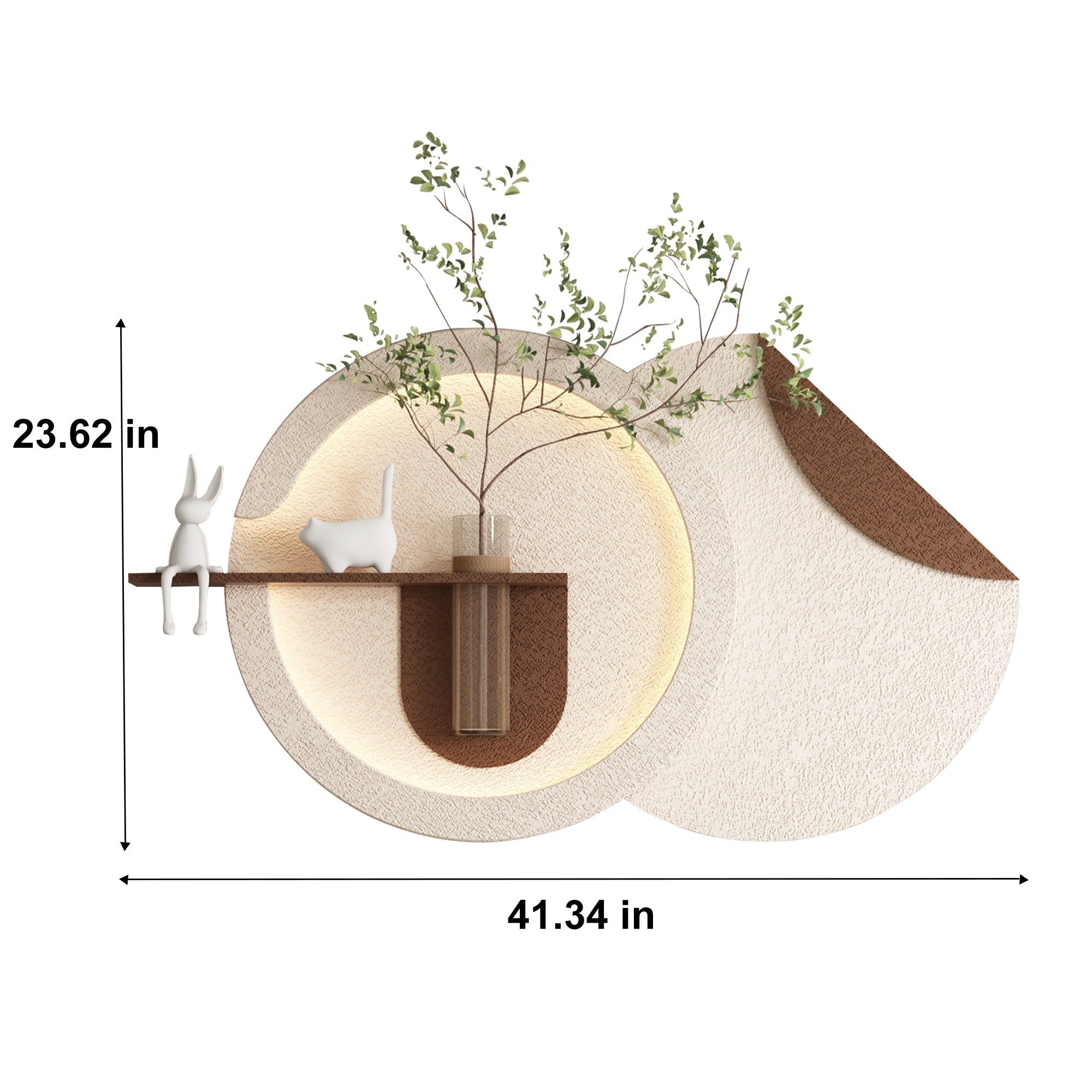 Décoration murale en grès à LED 3 couleurs réglables à double disque 