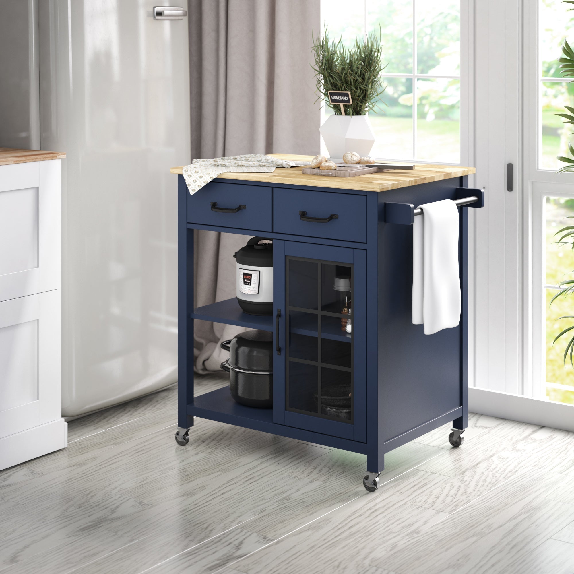Chariot de cuisine roulant compact avec rangement
