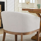 Chaises de salle à manger cylindriques rembourrées en lin, style moderne du milieu du siècle 