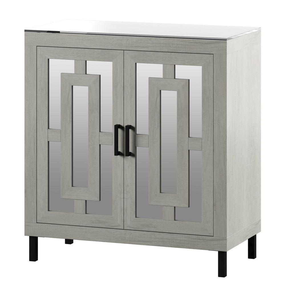 Meuble d'entrée à portes miroir finition antique