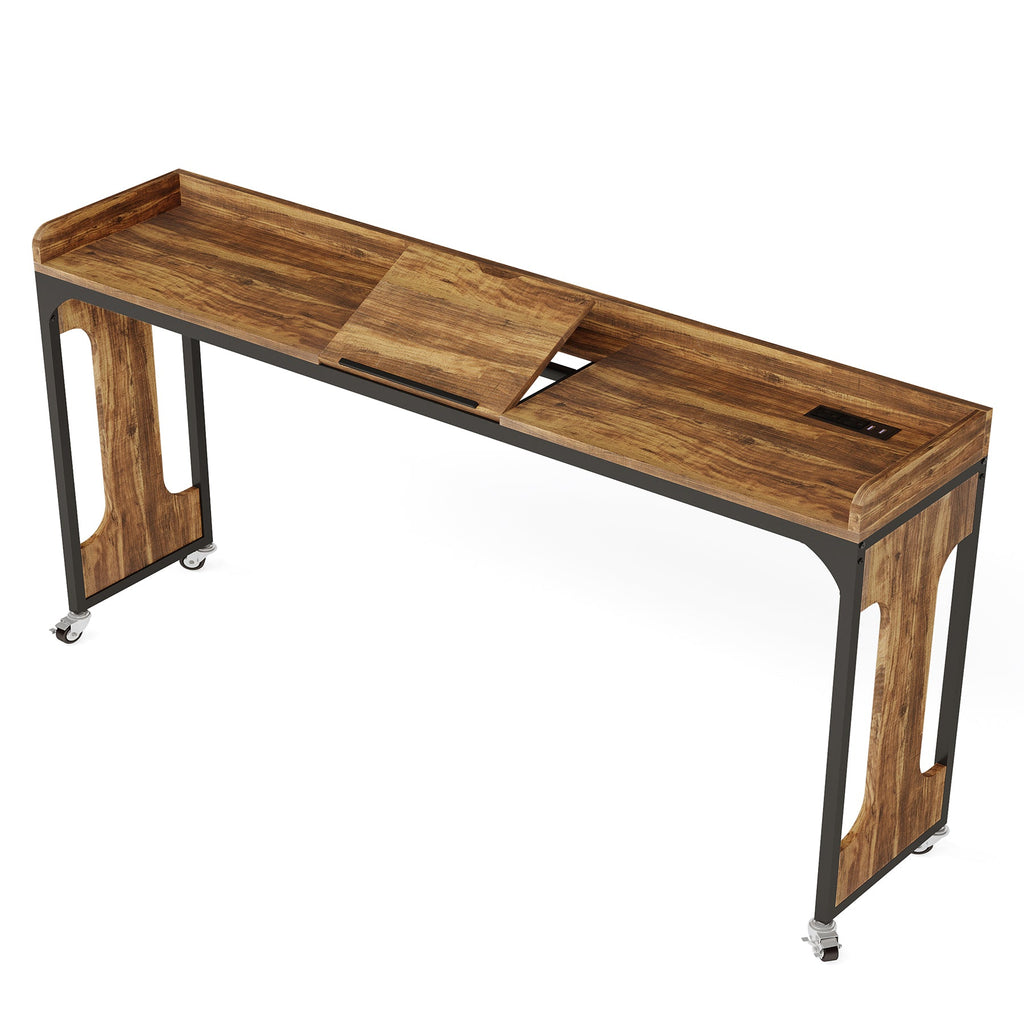 Walker Edison | Table de bureau à roulettes réglable en hauteur pour lit Queen Size 