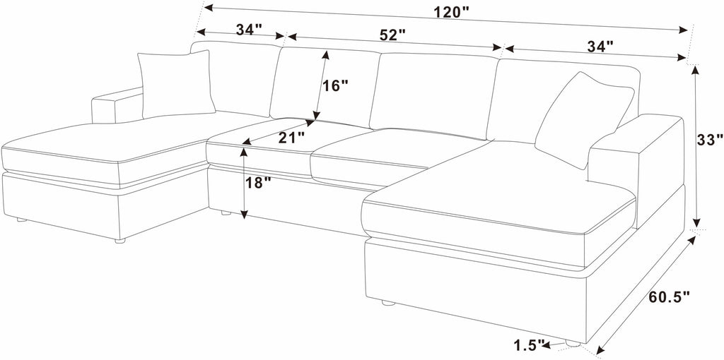 Walker Edison | Canapé d'angle Cloud en velours côtelé bleu sarcelle avec méridienne double