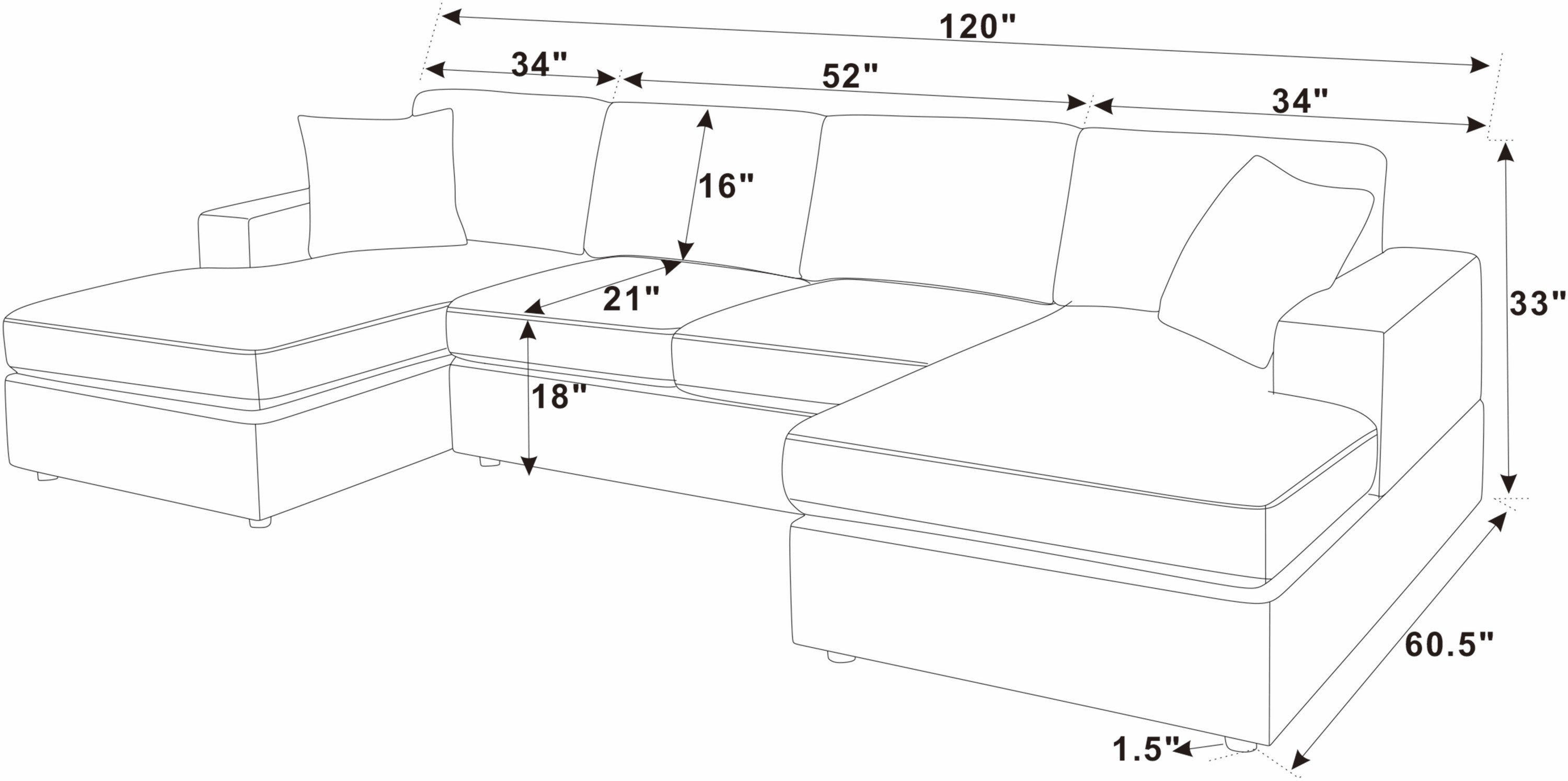 Walker Edison | Canapé d'angle Cloud en velours côtelé beige côtier avec méridienne double