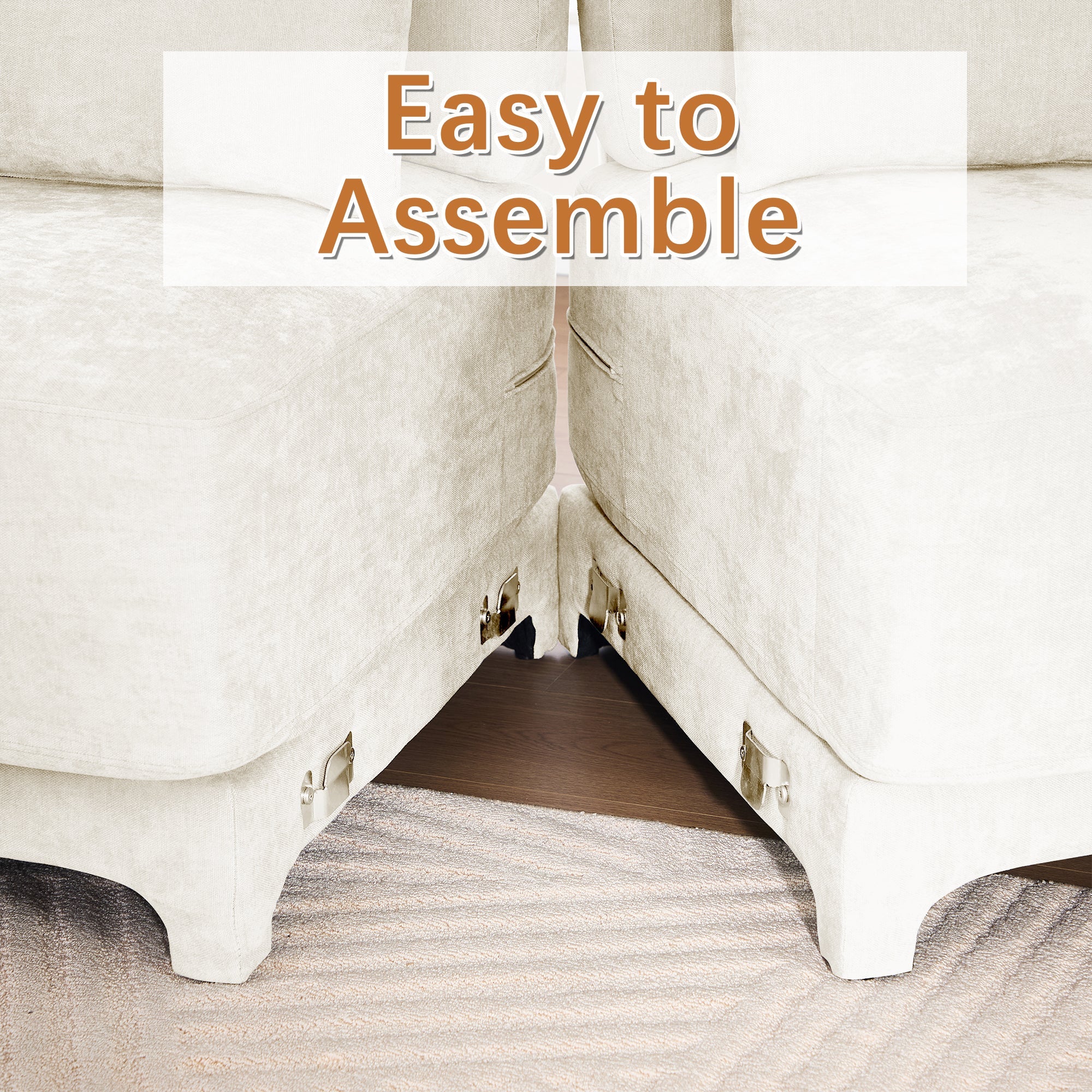 Walker Edison | Canapé d'angle en chenille et mousse haute résilience avec poufs 