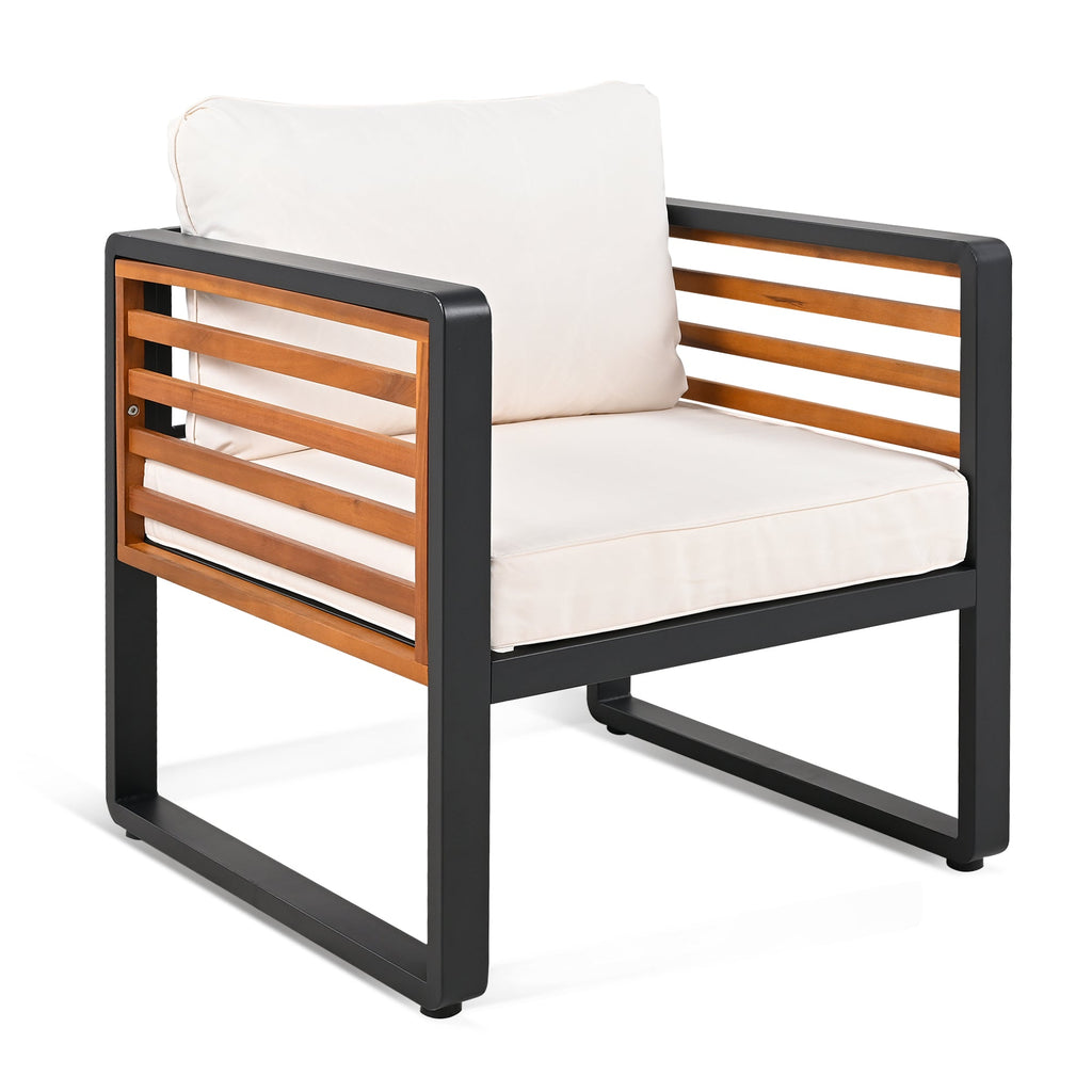 Ensemble de canapés d'extérieur 4 pièces avec structure en métal et bois