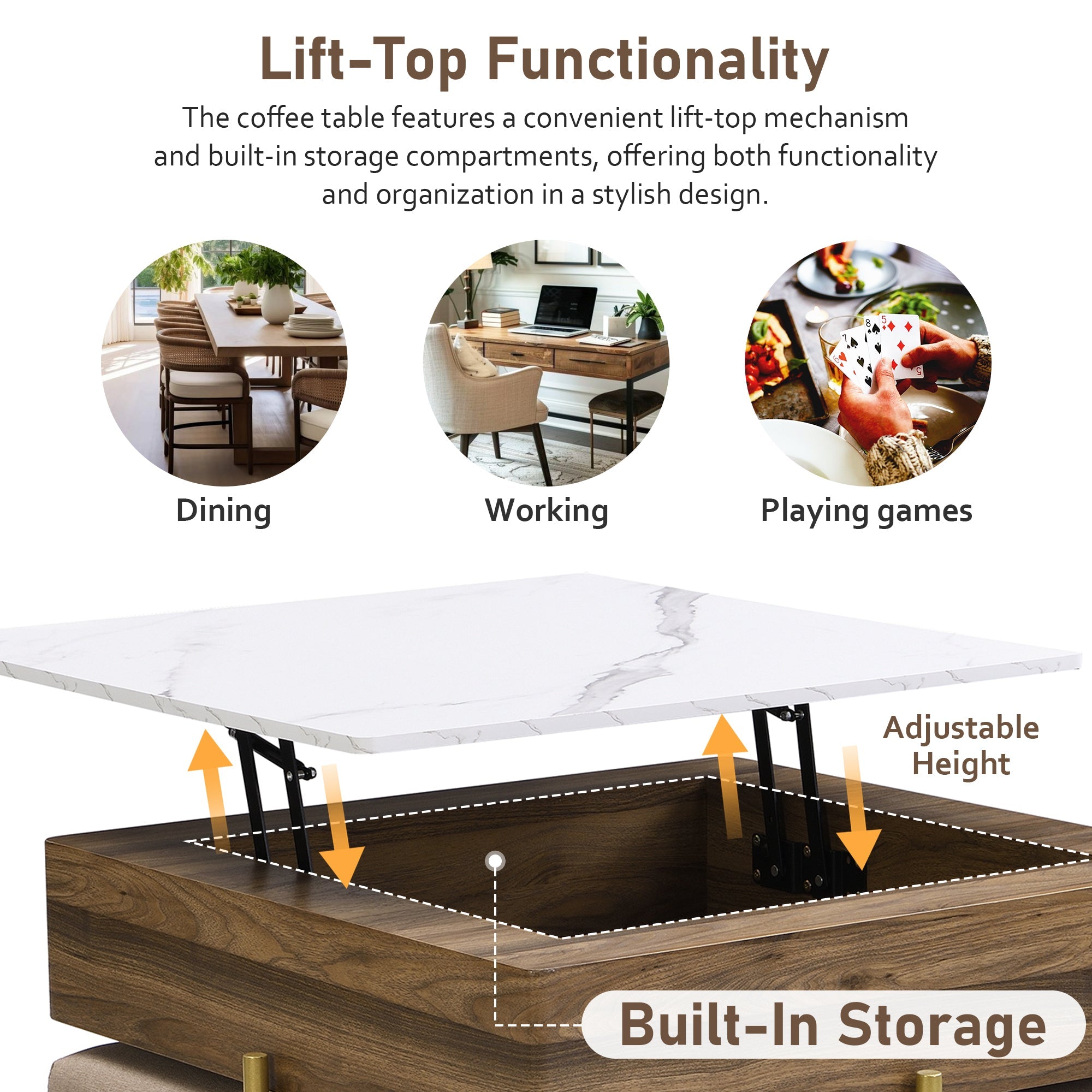 Walker Edison | Ensemble table basse carrée moderne à plateau relevable avec 4 poufs 
