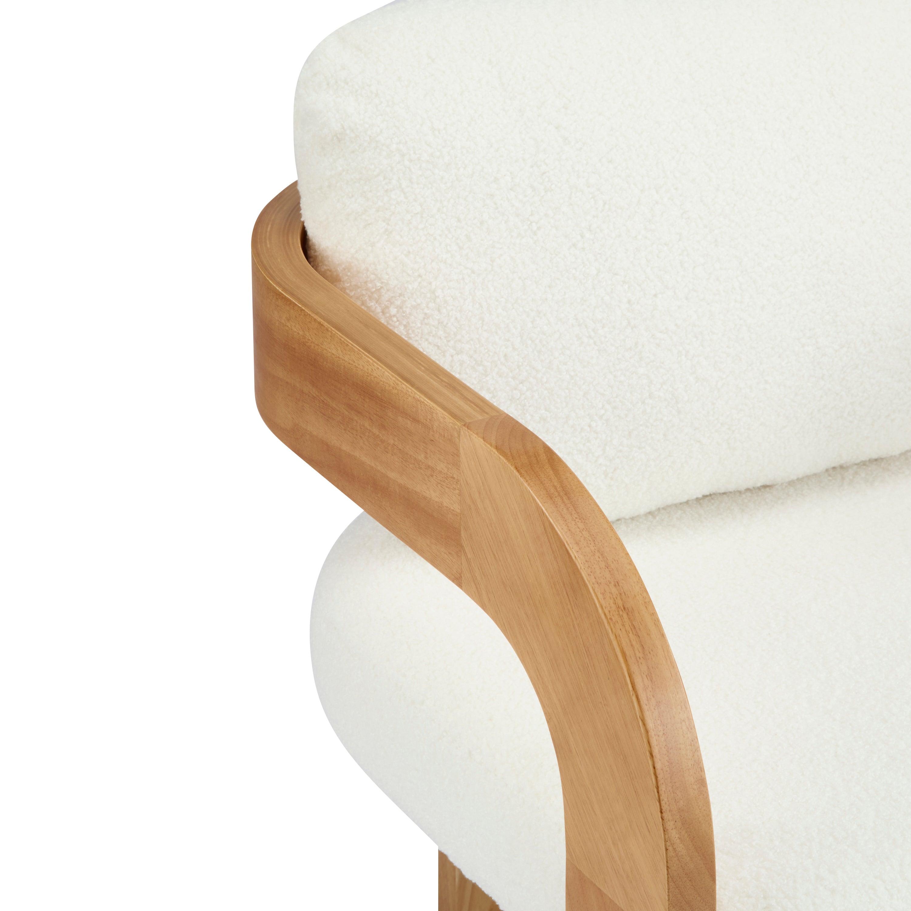 Lot de 2 chaises de salle à manger blanches bouclées avec dossier coussin et structure en bois massif