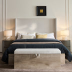 Walker Edison | Lit Shelton 54' Queen capitonné avec tête de lit à oreilles et sommier en bois