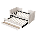 Walker Edison | Lit de jour rembourré deux places avec lit gigogne et 3 tiroirs de rangement