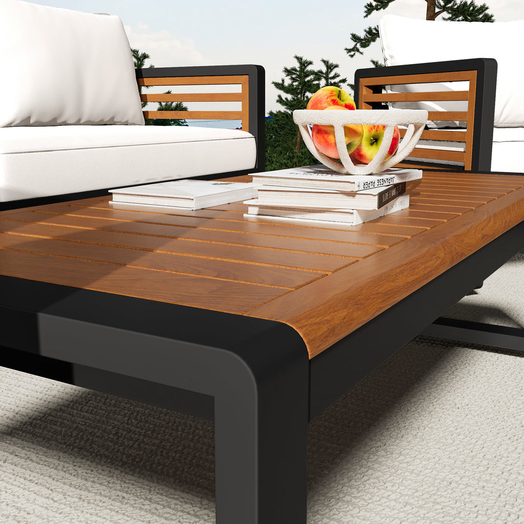 Ensemble de canapés d'extérieur 4 pièces avec structure en métal et bois