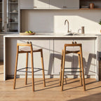 Tabouret de bar Sven 30' moderne, minimaliste, dossier bas, en bois 