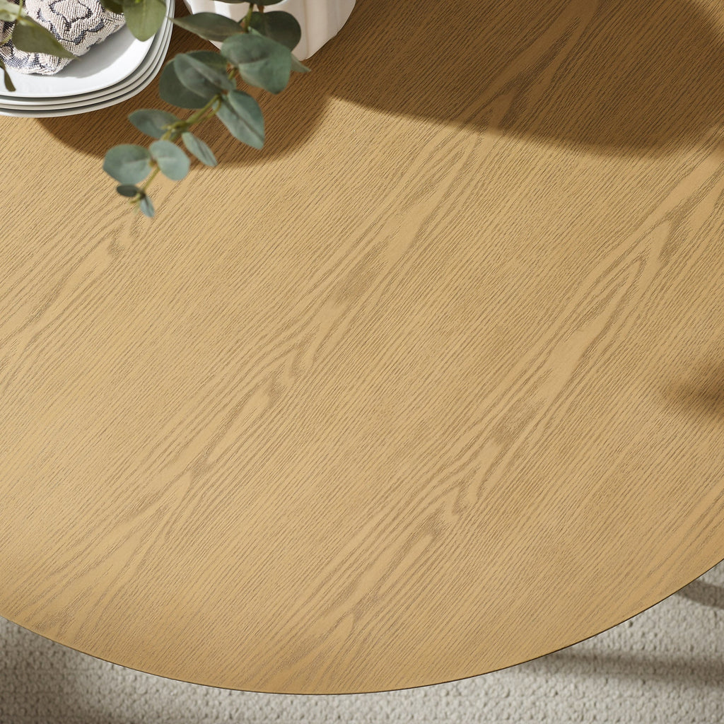 Table de salle à manger ronde moderne Alex 40 en placage et métal