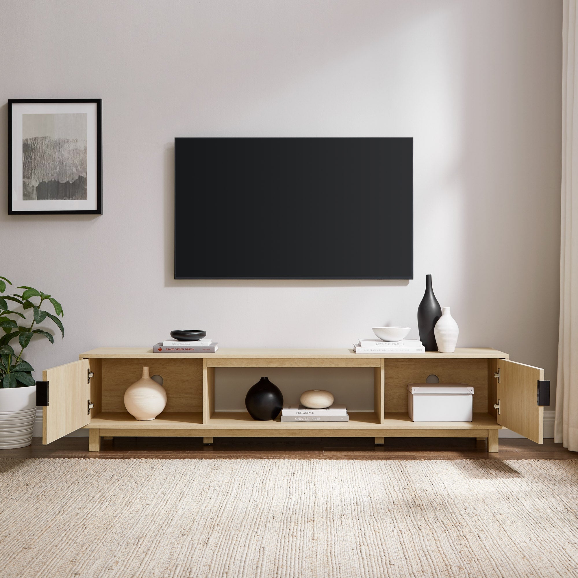 Meuble TV scandinave cannelé Reema Arundo