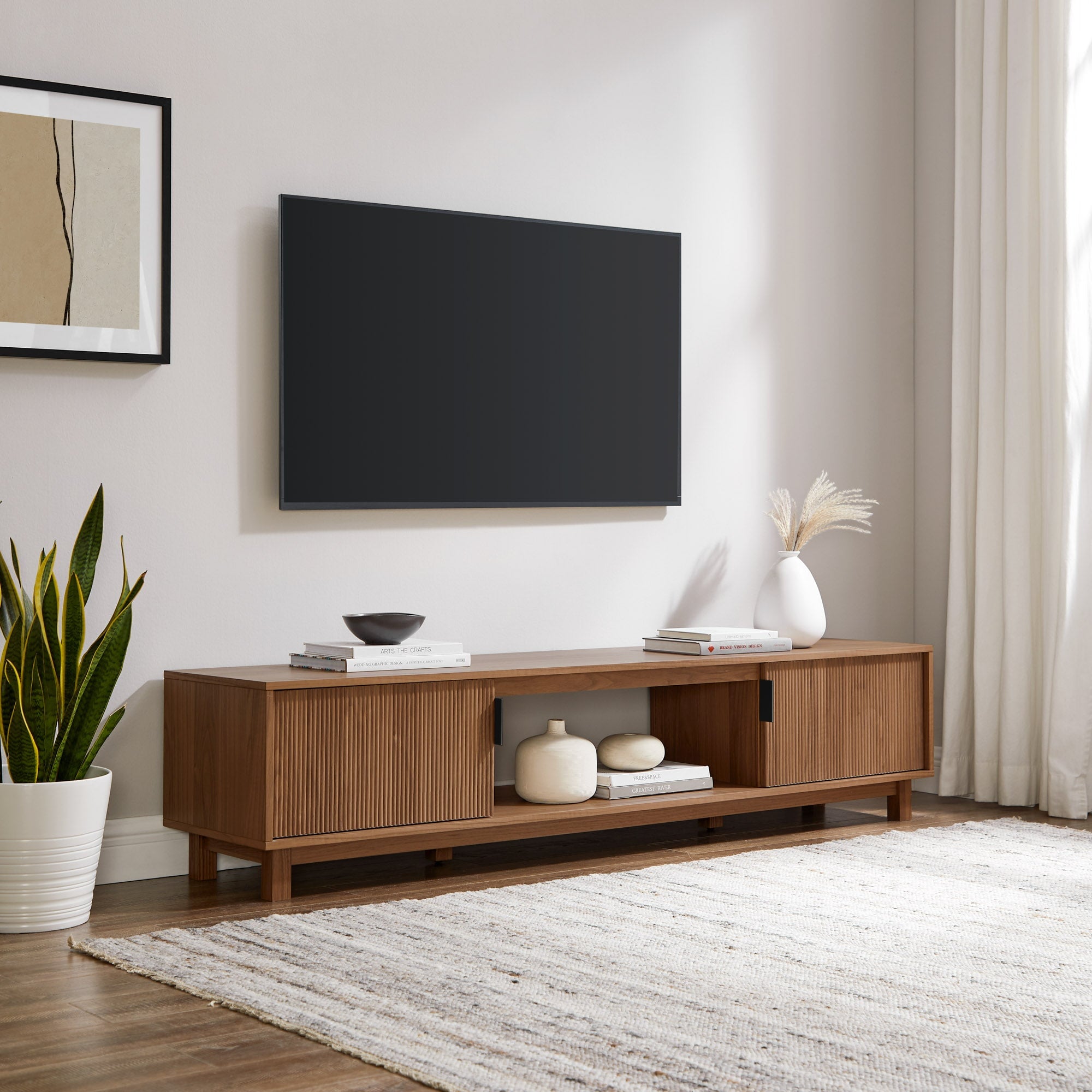 Meuble TV scandinave cannelé Reema Arundo