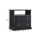 Table de chevet Clyde Modern Farmhouse à 2 tiroirs, montage facile