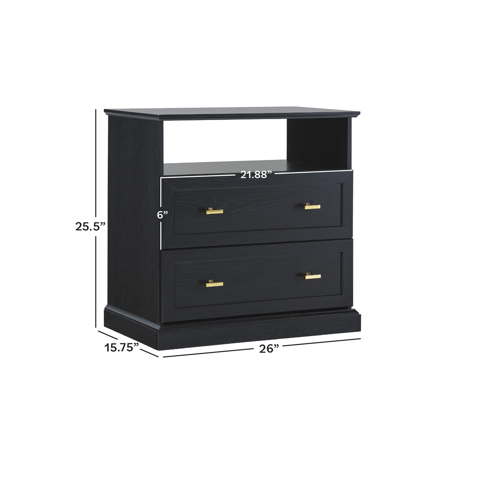 Table de chevet Clyde Modern Farmhouse à 2 tiroirs, montage facile