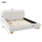 Walker Edison | Cadre de lit Queen contemporain en bouclette avec pieds ronds massifs 