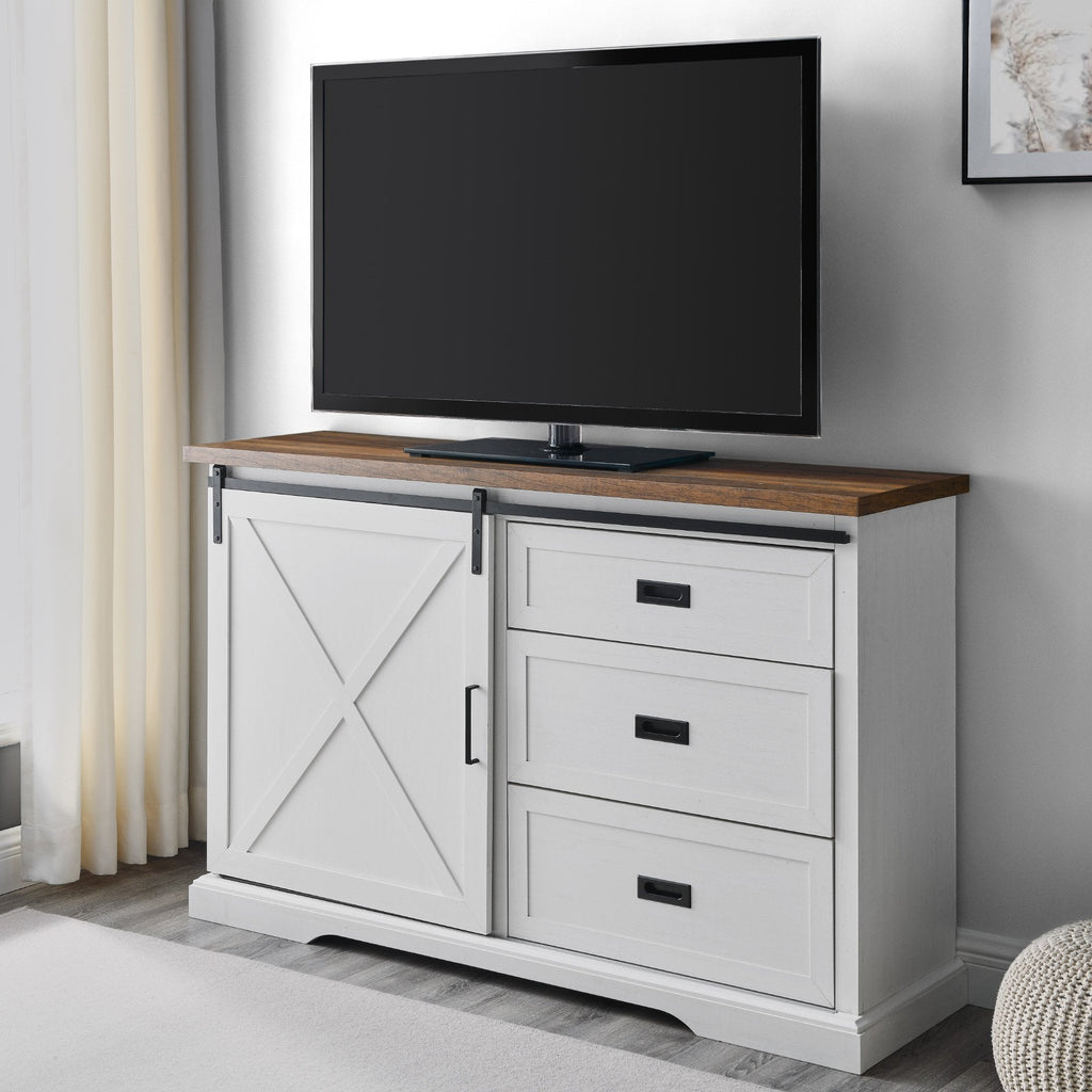 Buffet et meuble TV avec portes coulissantes en forme de X style grange