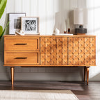 Buffet/meuble TV Tessa en bois massif, motif prisme