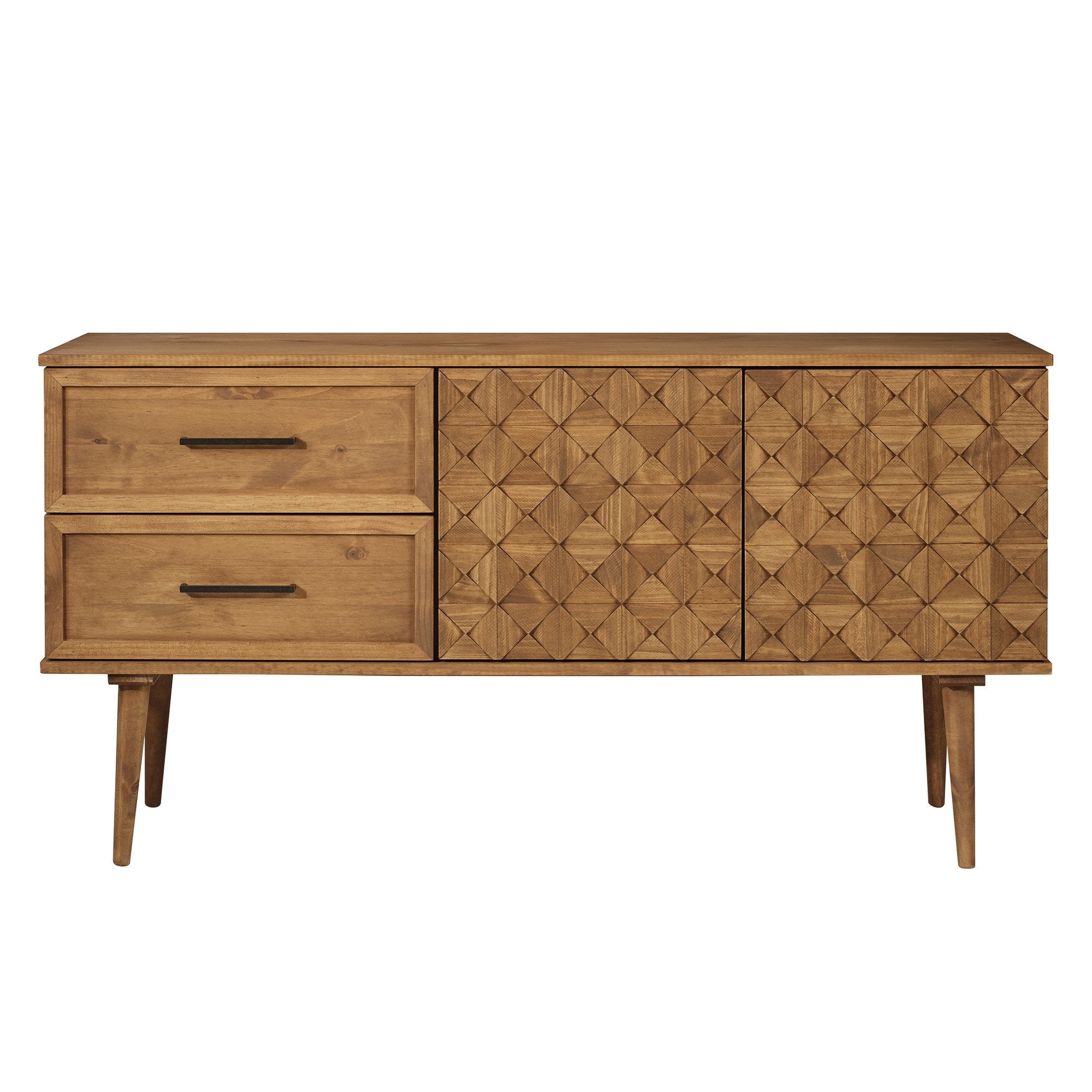 Buffet/meuble TV Tessa en bois massif, motif prisme