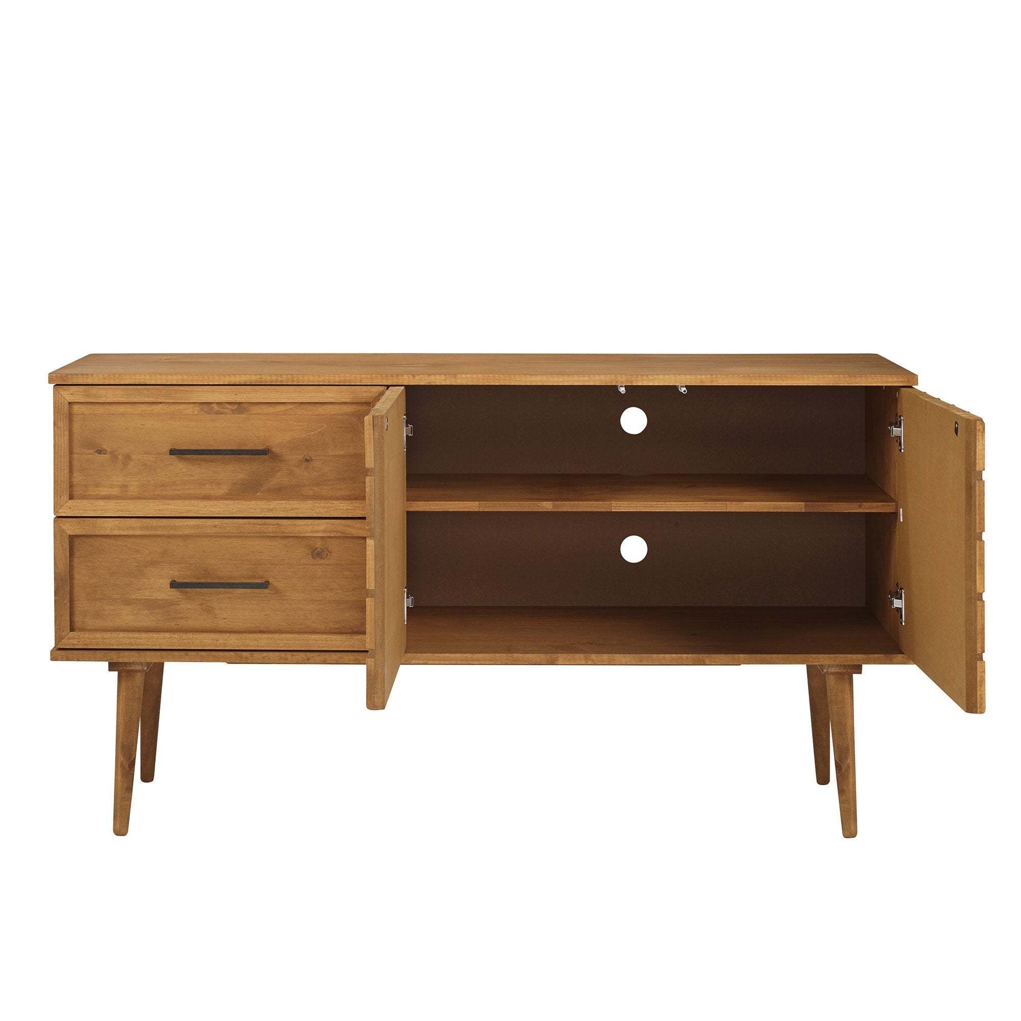 Buffet/meuble TV Tessa en bois massif, motif prisme
