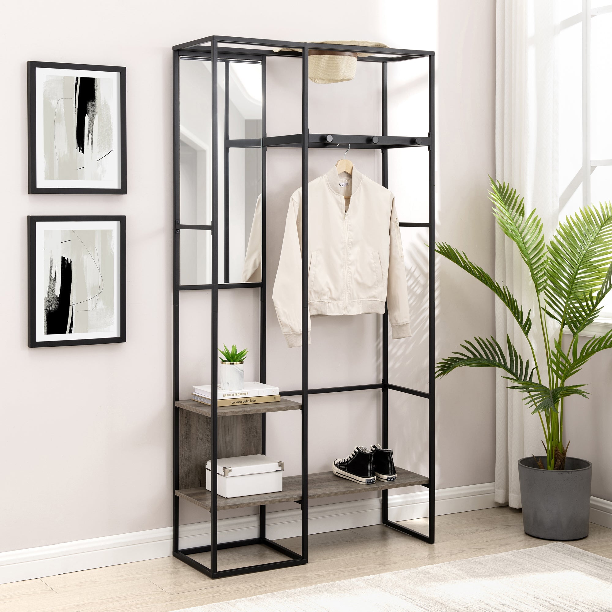 Porte-manteau Bryant moderne en métal et bois