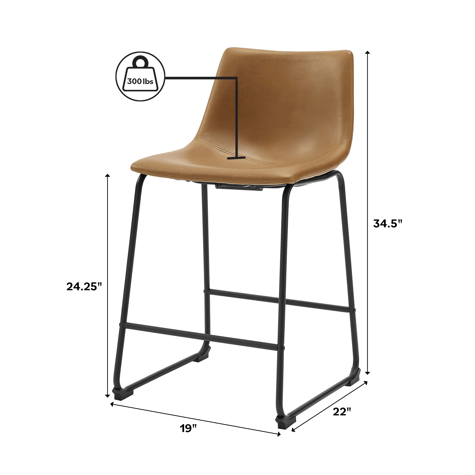 Tabourets de bar en similicuir, lot de 2