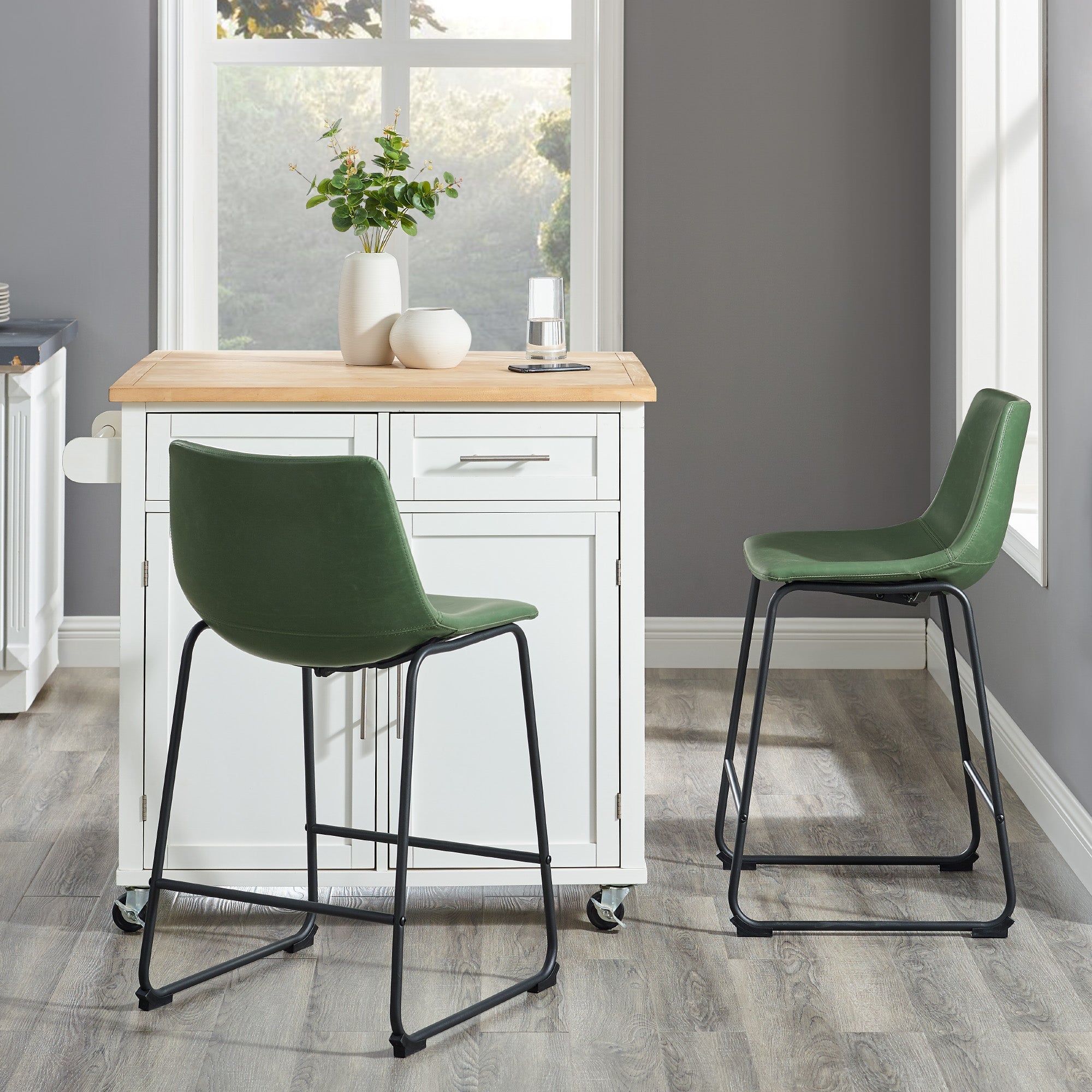 Tabourets de bar en similicuir, lot de 2