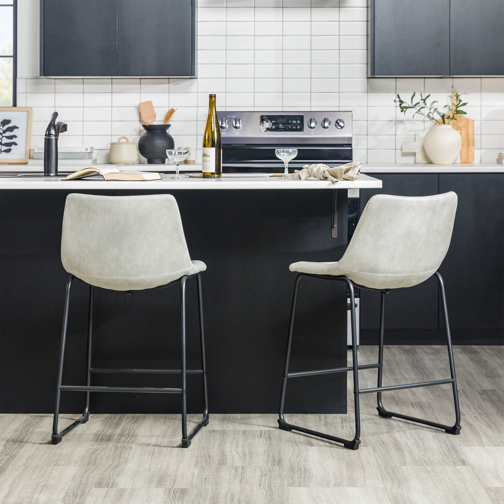 Tabourets de bar en similicuir, lot de 2