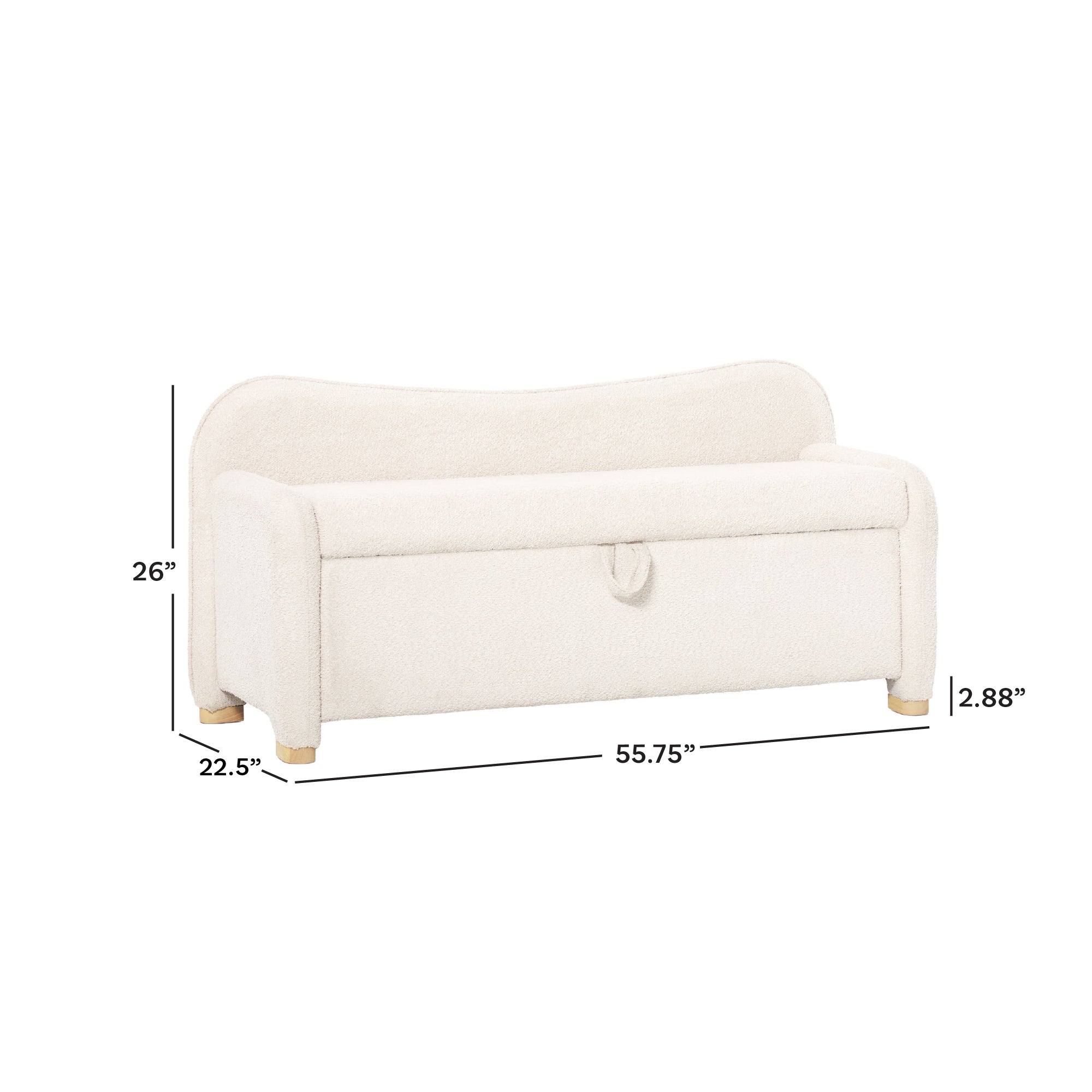 Banc rembourré Chantelle Modern Curve en boucle avec rangement