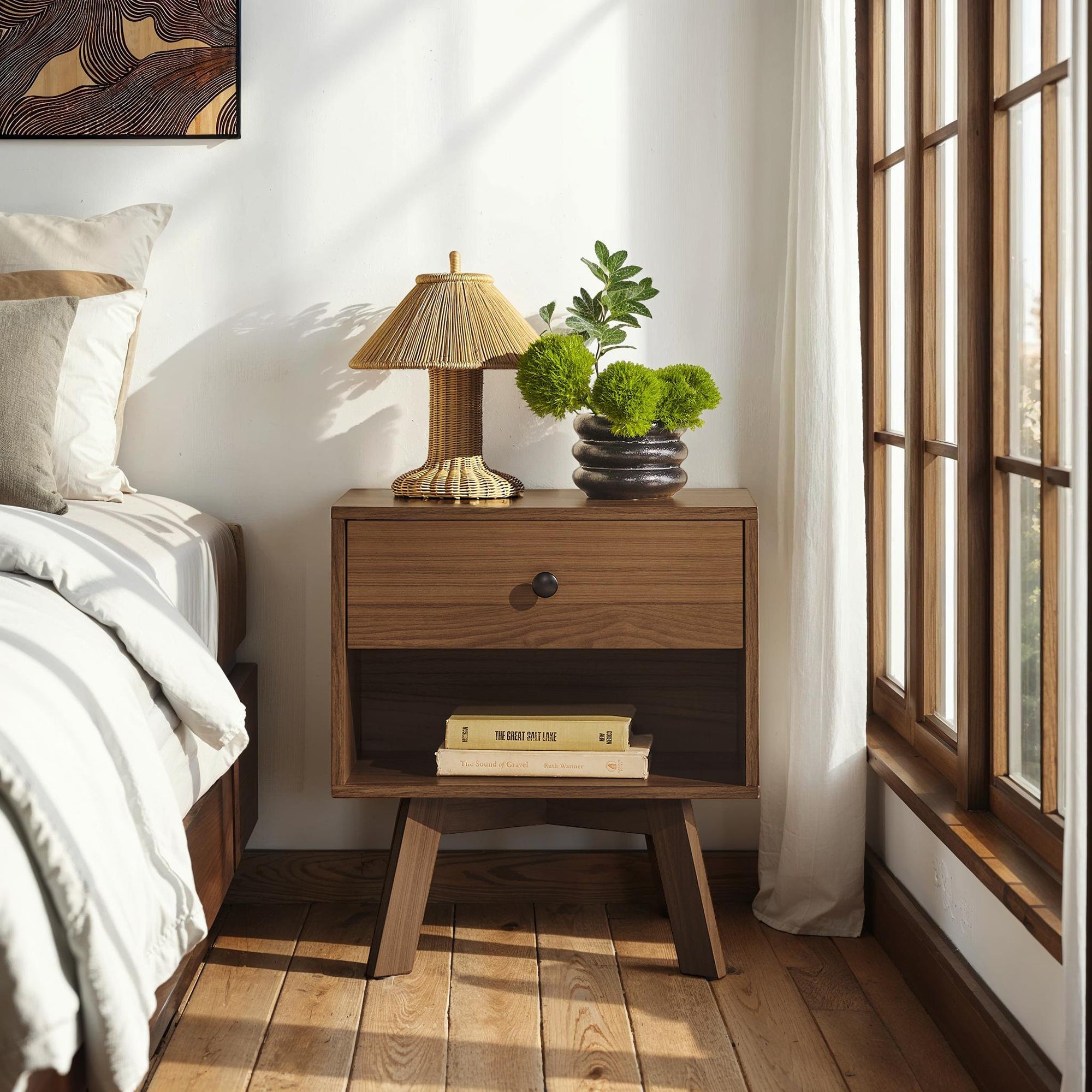 Table de chevet moderne Frans à 1 tiroir, style milieu du siècle 