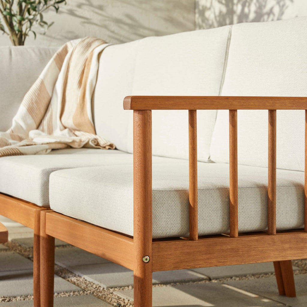 Ensemble canapé d'extérieur et table basse Circa Modern 6 pièces en bois massif à fuseaux