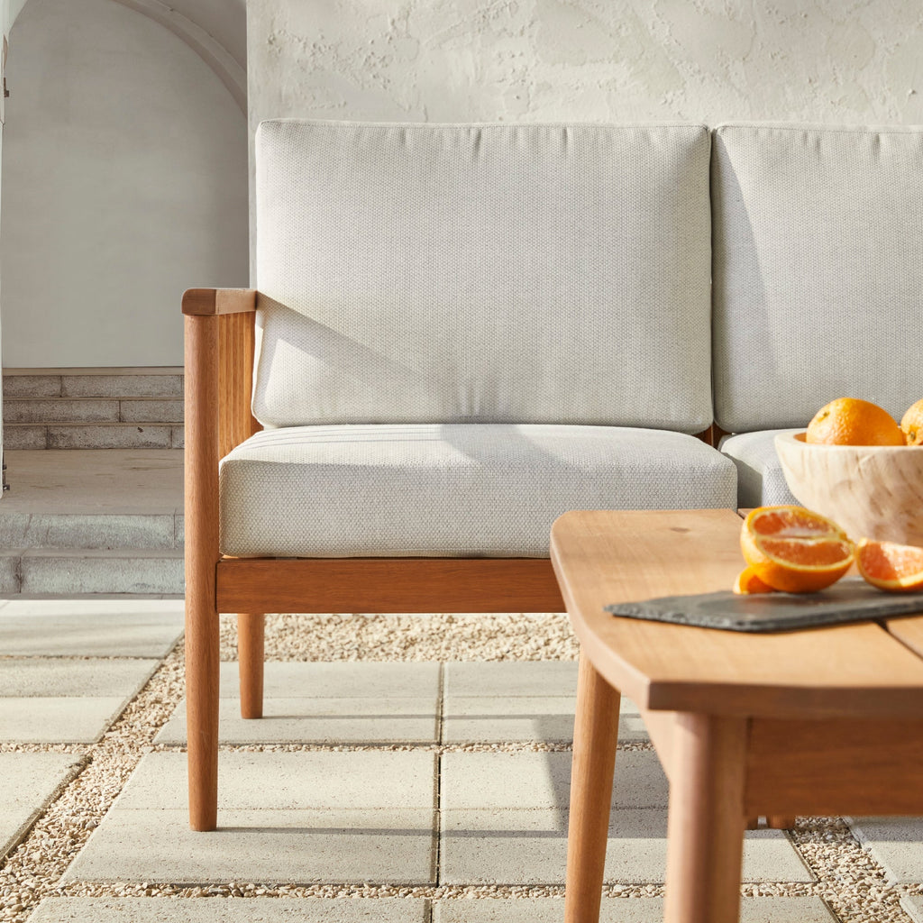 Ensemble canapé d'extérieur et table basse Circa Modern 6 pièces en bois massif à fuseaux