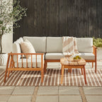 Ensemble canapé d'extérieur et table basse Circa Modern 6 pièces en bois massif à fuseaux