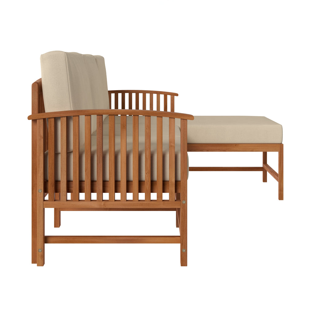 Ensemble de canapés d'extérieur sectionnels 3 pièces en bois massif Midland Modern