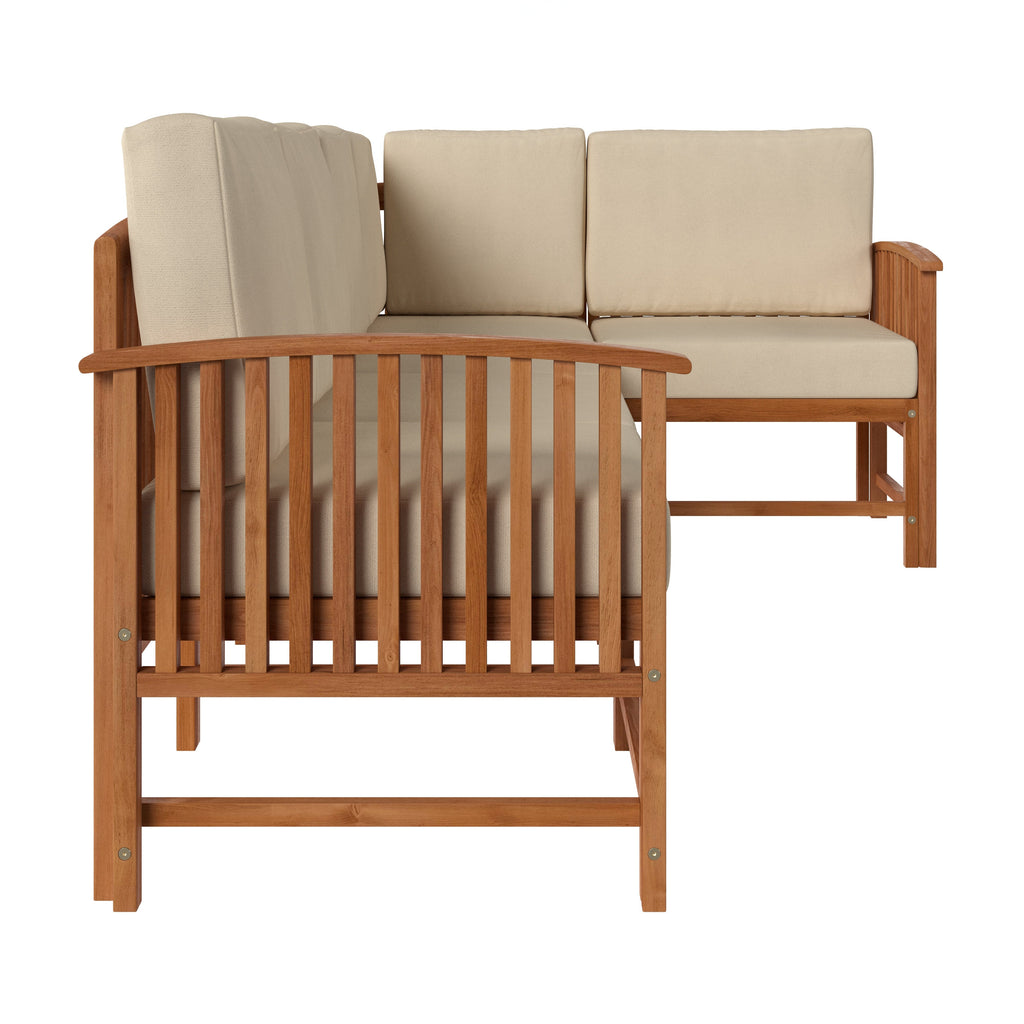 Ensemble de canapés d'extérieur 5 pièces en bois massif Midland Modern