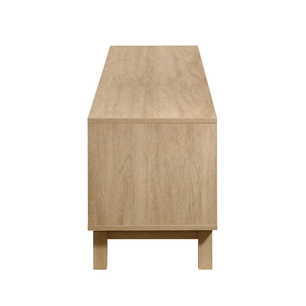 Meuble TV Hamkke Boho à 2 portes en faux rotin