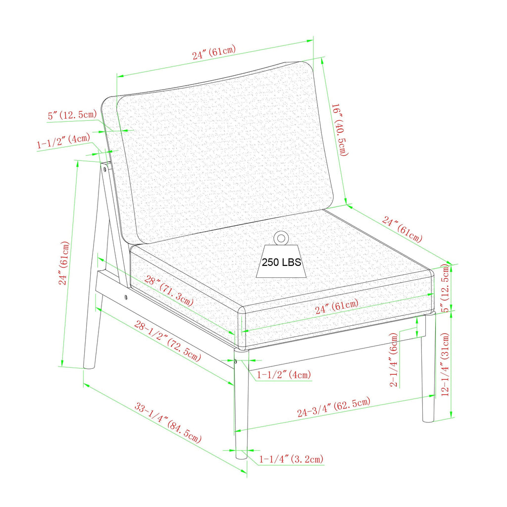 Ensemble canapé d'extérieur et table basse Circa Modern 6 pièces en bois massif à fuseaux
