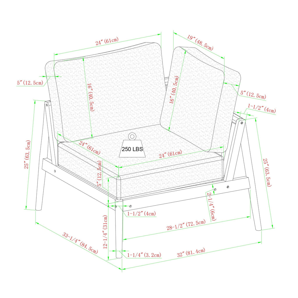Ensemble canapé d'extérieur et table basse Circa Modern 6 pièces en bois massif à fuseaux