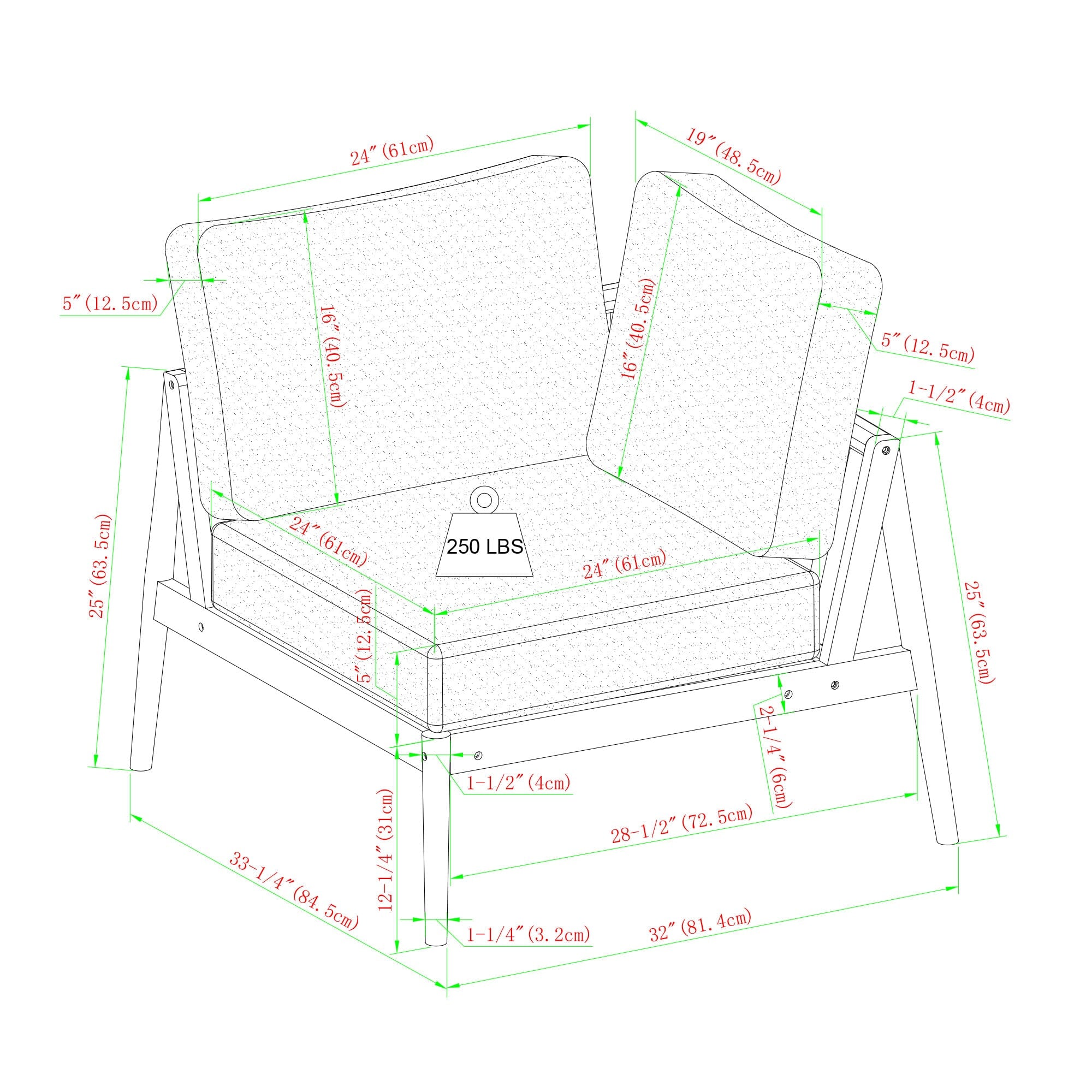 Ensemble canapé d'extérieur et table basse Circa Modern 6 pièces en bois massif à fuseaux