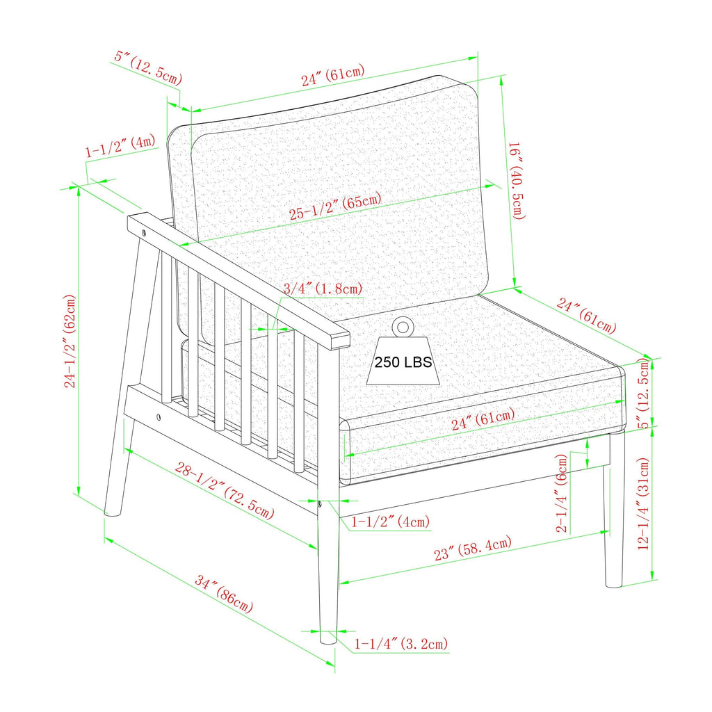 Ensemble canapé d'extérieur et table basse Circa Modern 6 pièces en bois massif à fuseaux